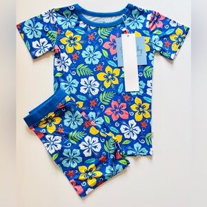 Soul Baby Bamboo Floral Blue Two-Piece Outfit